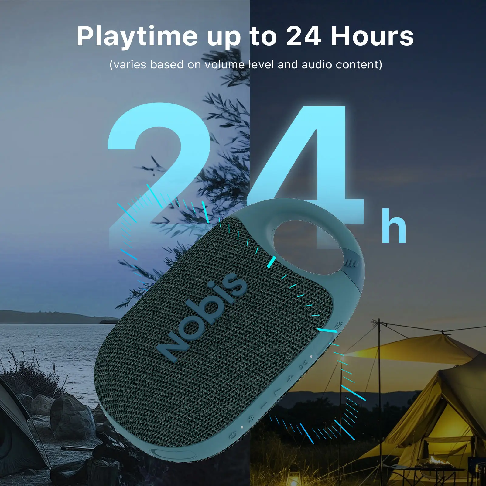 Portable Bluetooth Speaker with App, Clip N1 Speaker, Beat Mode, Up to 24H Playtime, IP68 Waterproof, BT 5.3, HD Sound, Stereo Pairing, Custom EQ, Perfect for Outdoor, Home and Adventure