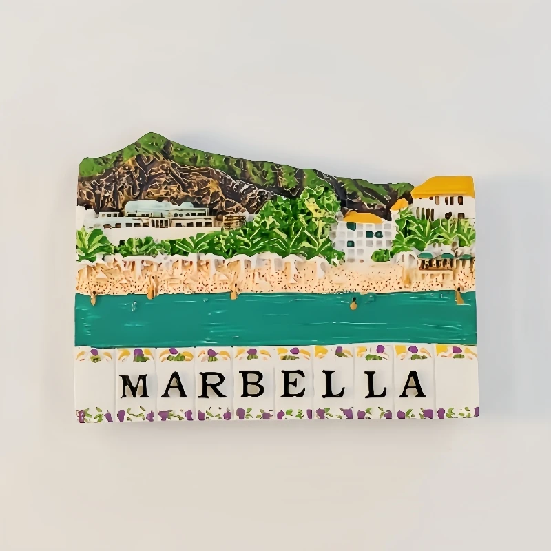 Spain，Marbella，landscape，3D Stereoscopic，Tourism Souvenirs，Resin painting，Decoration home，Refrigerator magnets