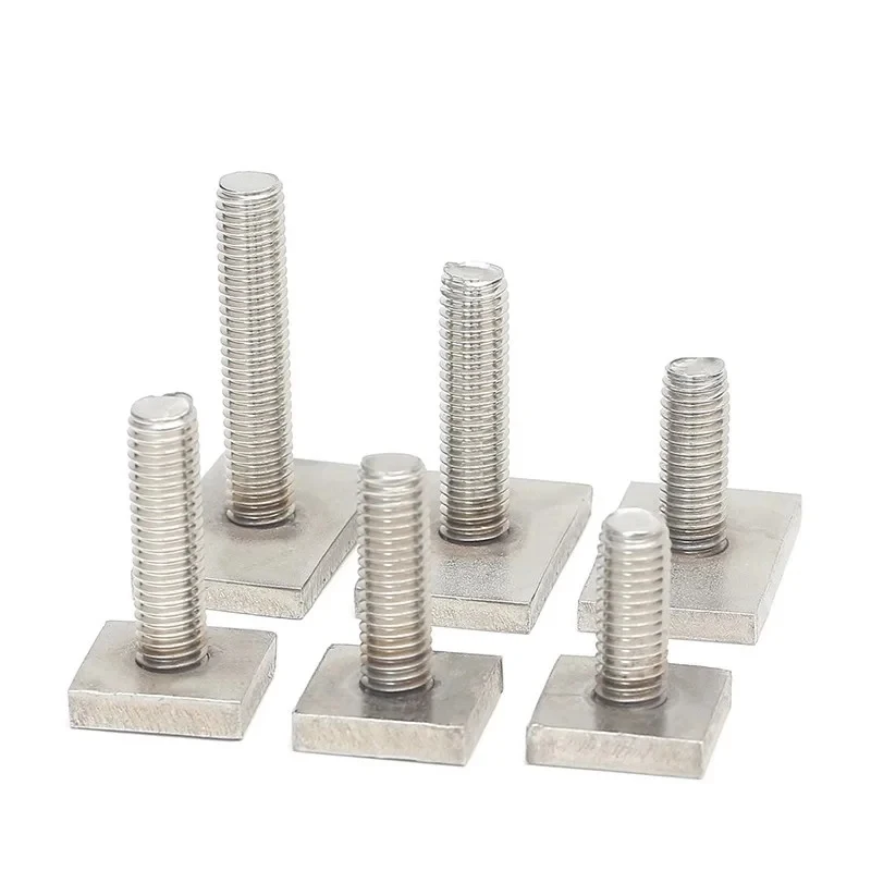 M6 M8 M10 304 Stainless Steel T Shape Track Bolts / Square Head T-Slot Screws for Chute Rail & Miter Track (16-50mm Length)
