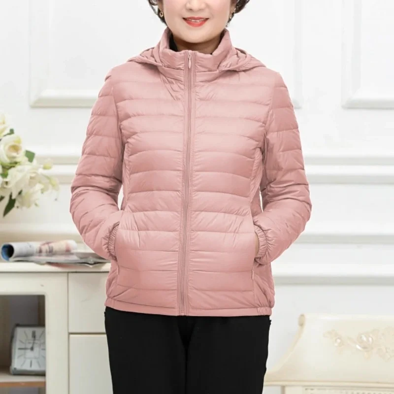 

Autumn Winter Hat Detachable Women Down Coat Ultra Light Hooded White Duck Down Jacket Parkas Female Short Warm Puffer Outwears