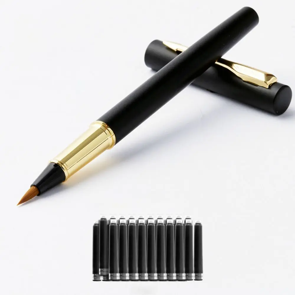 3 PCS High Quality Fountain Pen Type Calligraphy Brushes Soft Hair Business Calligraphy Pen Writing Metal Practice Brush School
