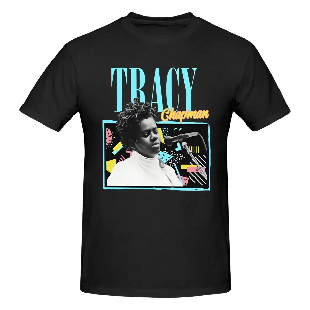 Vintage Fans Music T-Shirt Men Round Neck Cotton T Shirt T-Tracy Chapman Short Sleeve Tee Shirt Graphic Printed Clothing