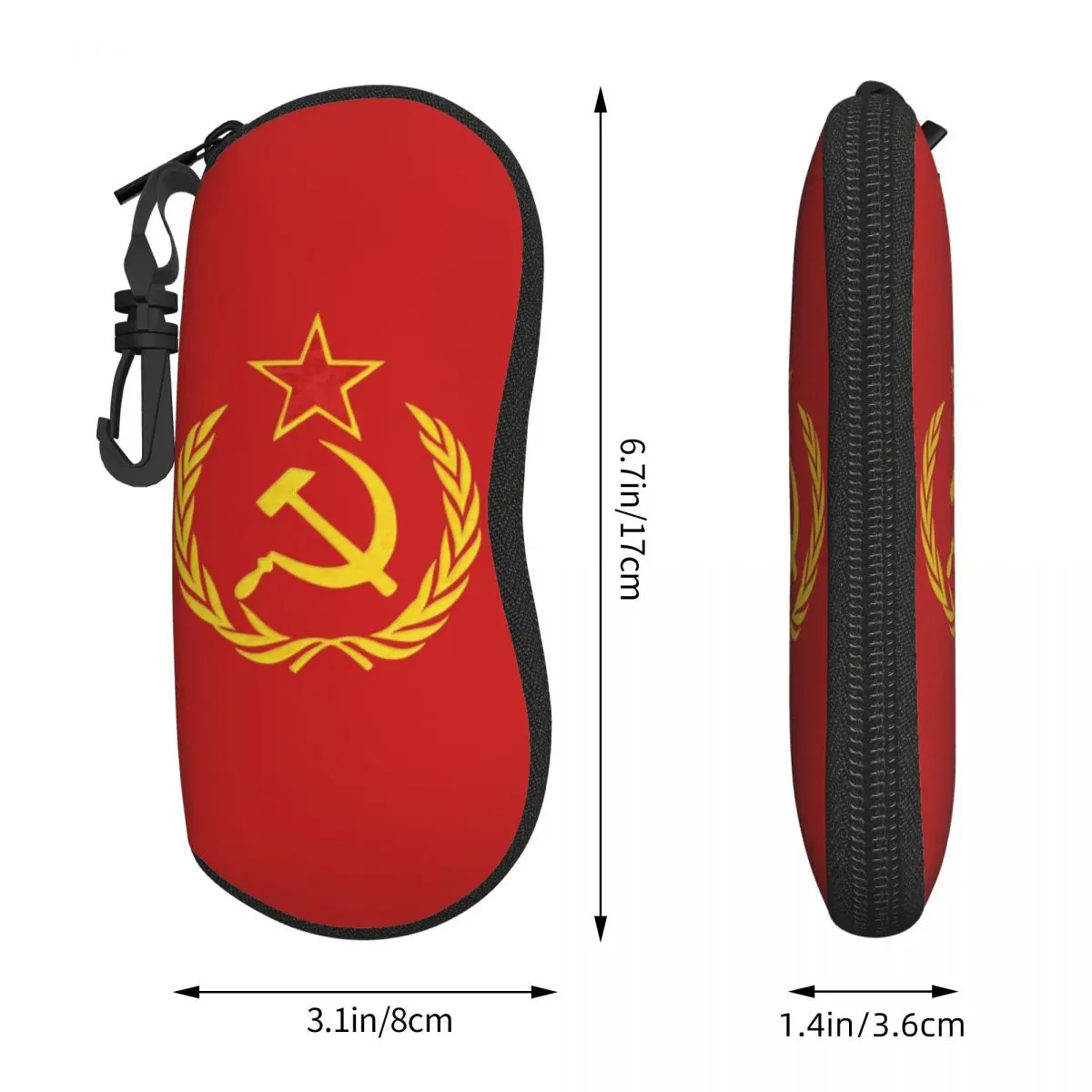 اتحاد الجمهوريات الاشتراكية السوفياتية المطرقة والمنجل CCCP العلم الروسي النظارات الشمسية لينة حالة النيوبرين سستة شل النظارات صندوق واقي للنظارات