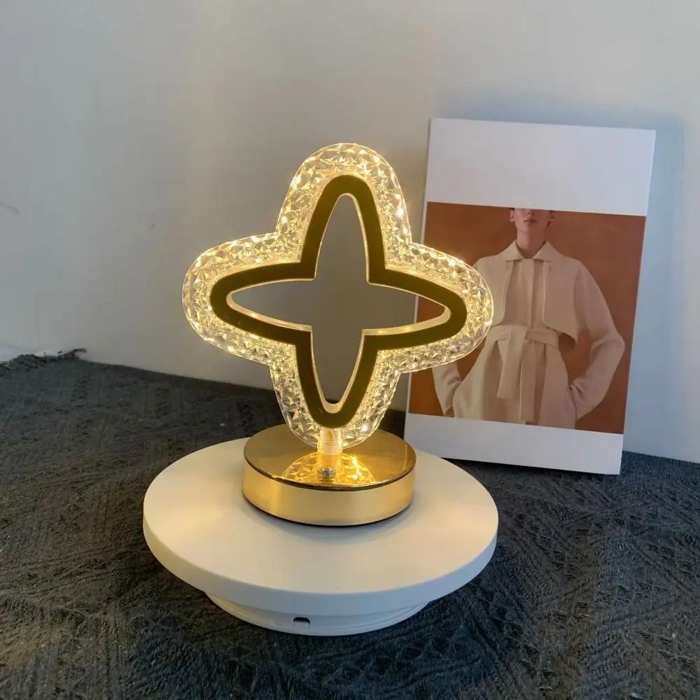 Cordless Crystal Night Light Touch Control 3 Light Colors Star Bedside Lamp Romantic Dimmable LED Atmosphere Lamp Reading