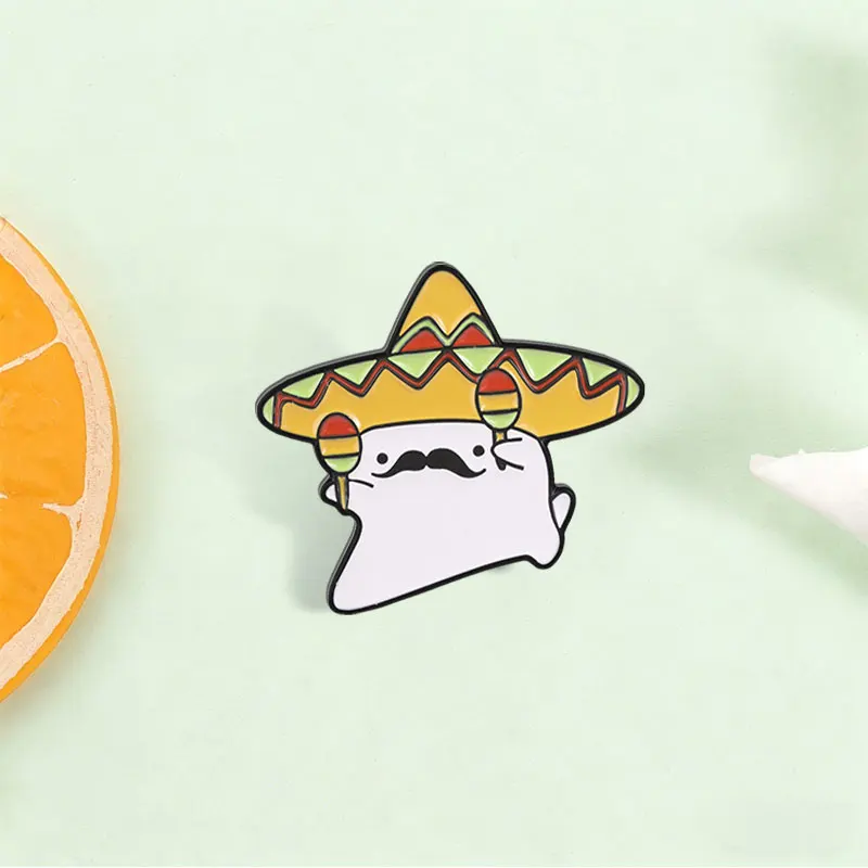 Mexikanische Fiesta Geister-Cartoon-Emaille-Anstecknadel – Niedlicher Festival-Geist mit Sombrero & Maracas Brosche für Rucksack, Jacke, Hut, Schmuck & Abzeichen – Detail 5