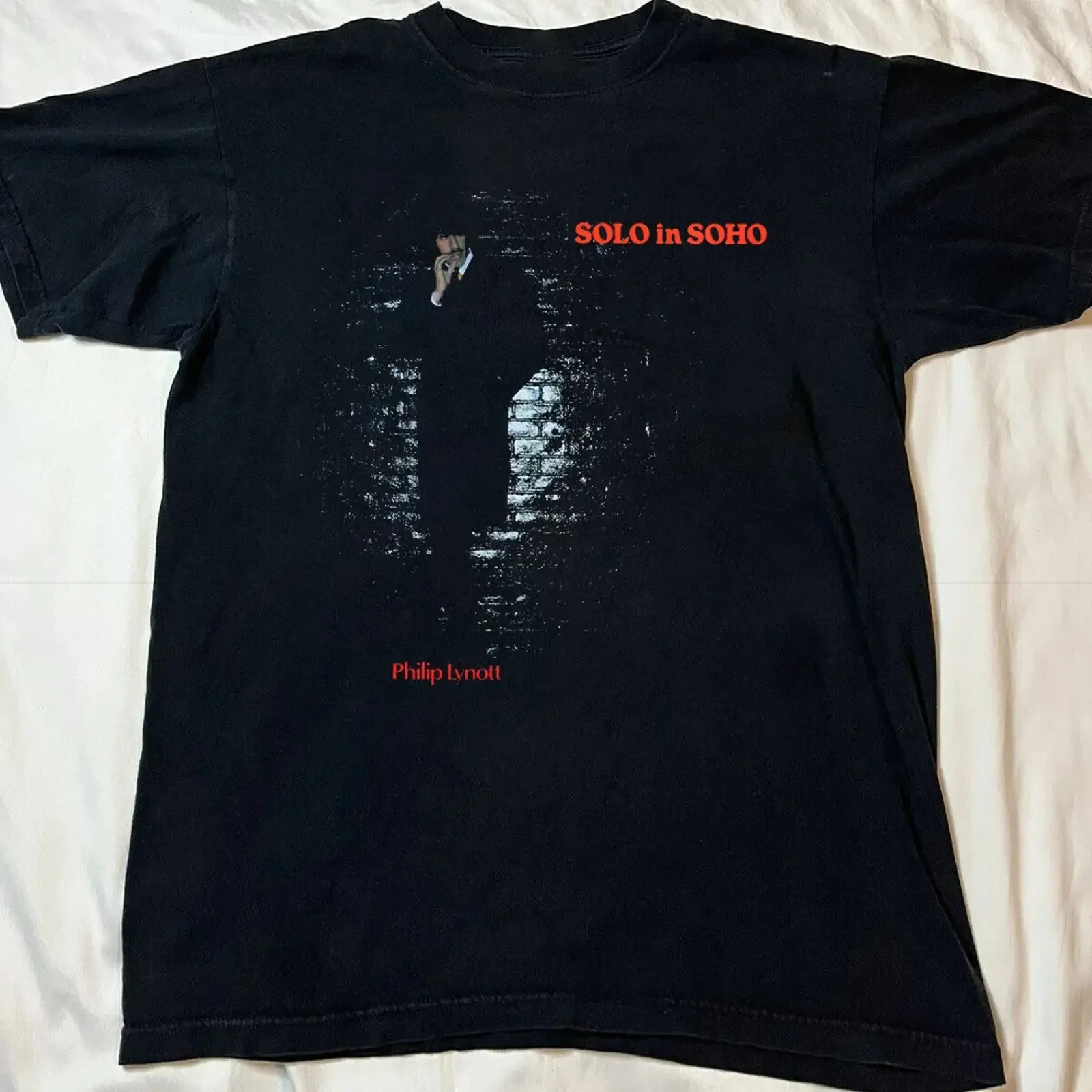 Phil Lynott Solo In Soho Black Cotton T Shirt S 5XL CL68 vintage Washed designer clothes Versatile Casual Stretched Soft homme