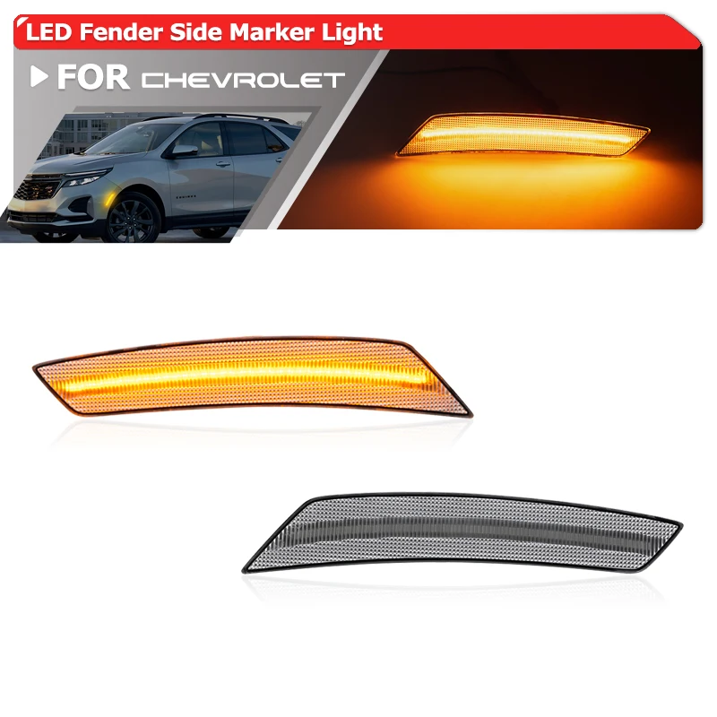 

Fits For 2022 2023 2024 Chevrolet Equinox Front Bumper LED Amber/White Fender Flare Side Marker Reflector Light L&R Replacements