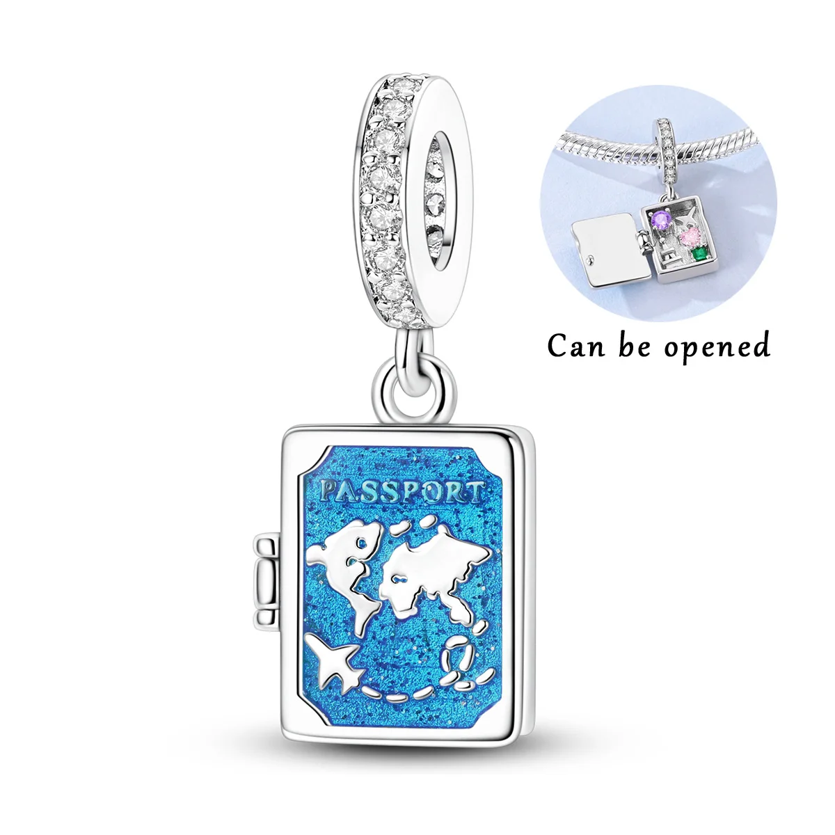925 Sterling Silver Openable Passport Travel Charm Fit Original Pendant Bracelet Diy For Woman Jewelry