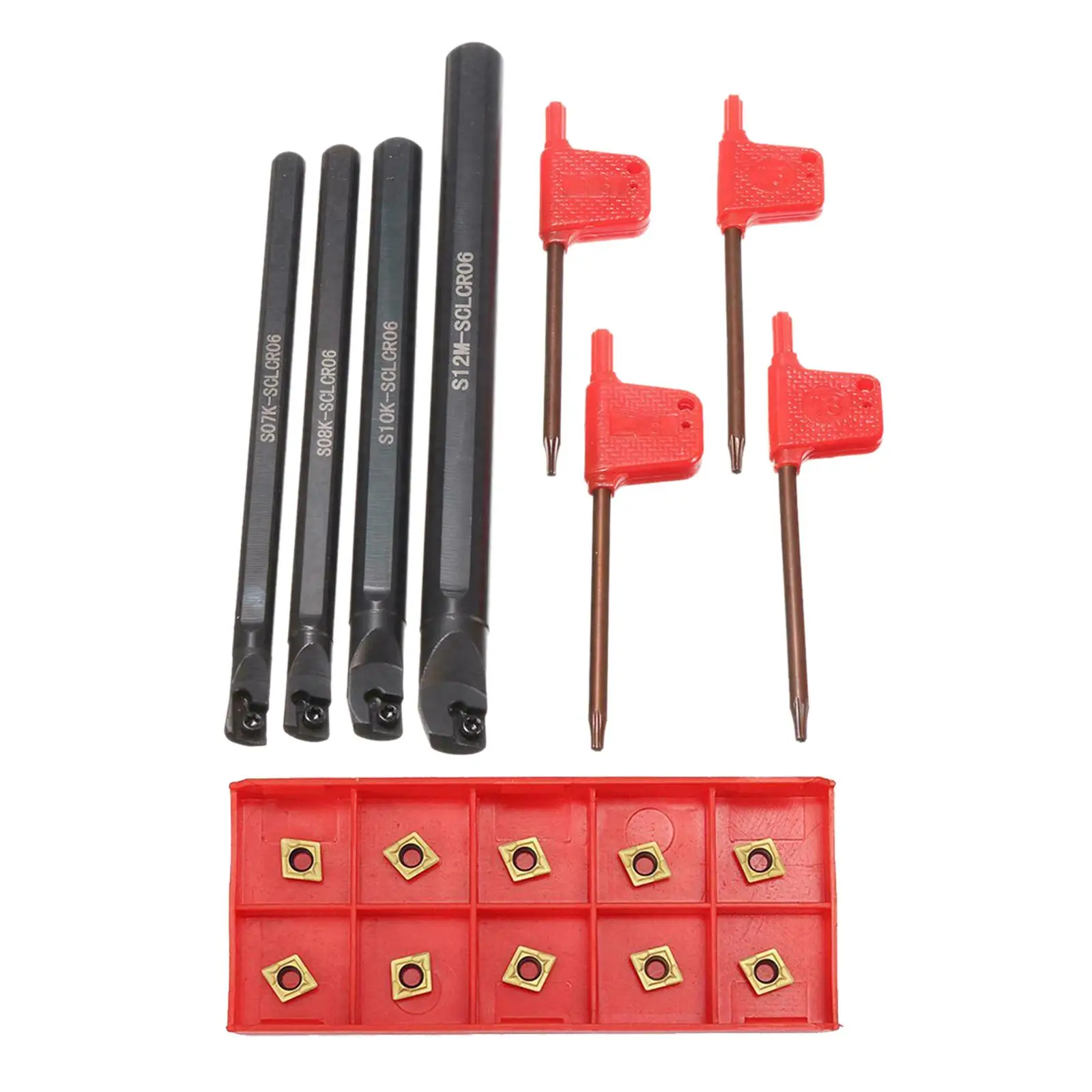 

Токарный держатель токарного станка с 4-мя гаечными ключами и 10-вставками из стали