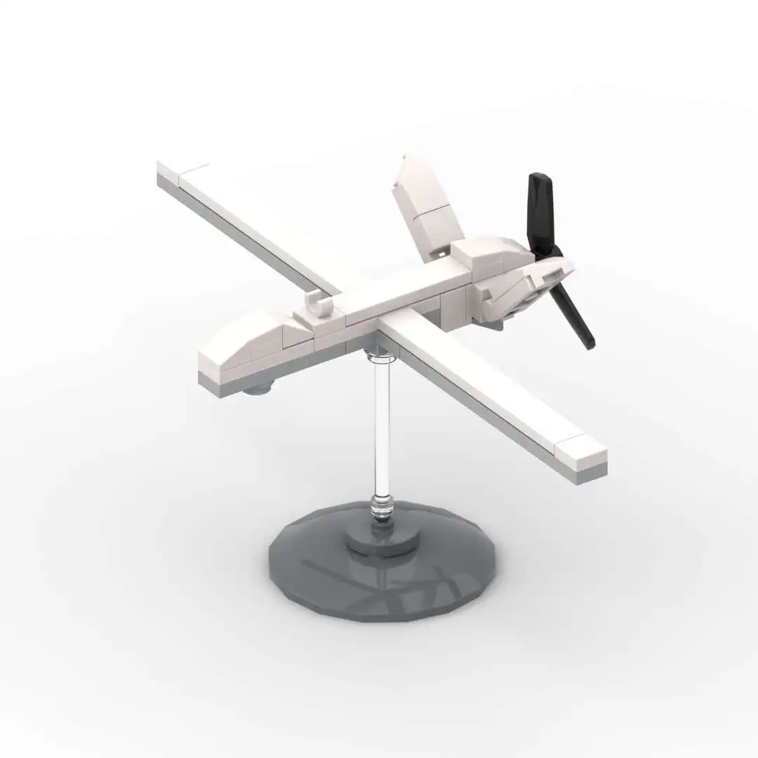 Military UAV Decor Block Ornament, Reaper Style Drone Kids DIY MOC Small Particle Assemble Building Blocks Toy