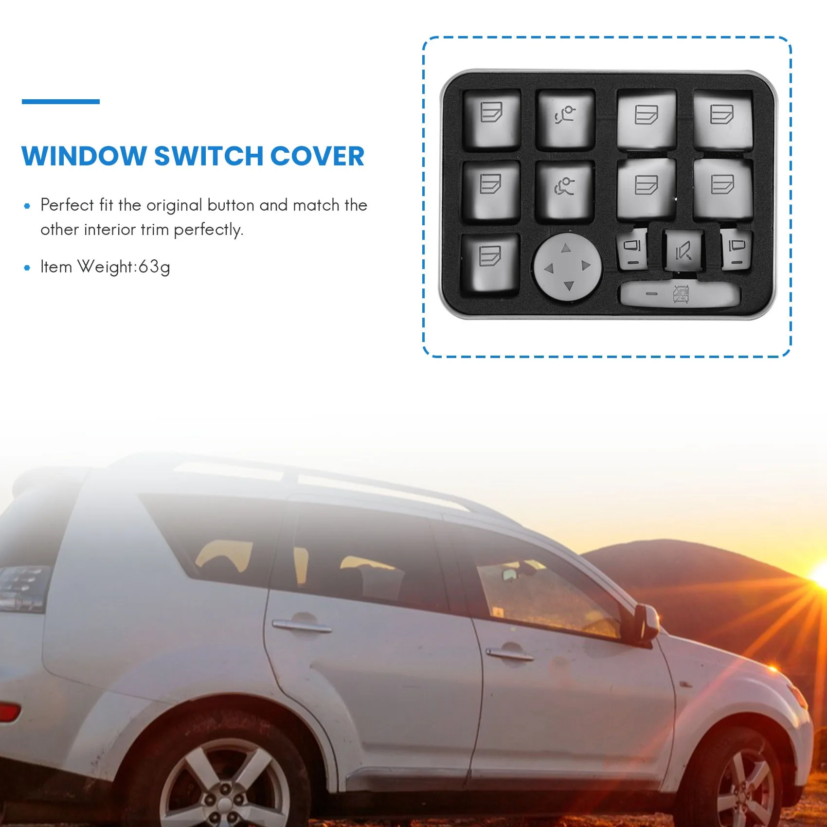 B09A Car Window Glass Lift Button Sticker For Mercedes Benz B C E Gla Cla Glk Gl Ml Gle Class