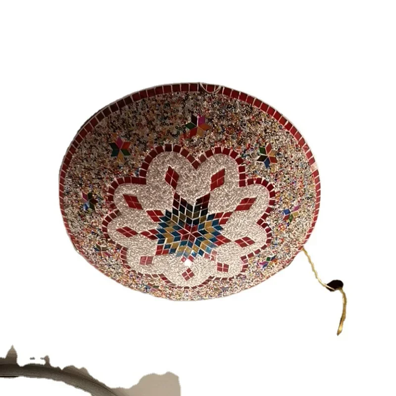 Turkish Moroccan Handmade Mosaic Glass Chandelier Ceiling Light For Bedroom Living Room Home Decor Retro Lighting Fixture Art
