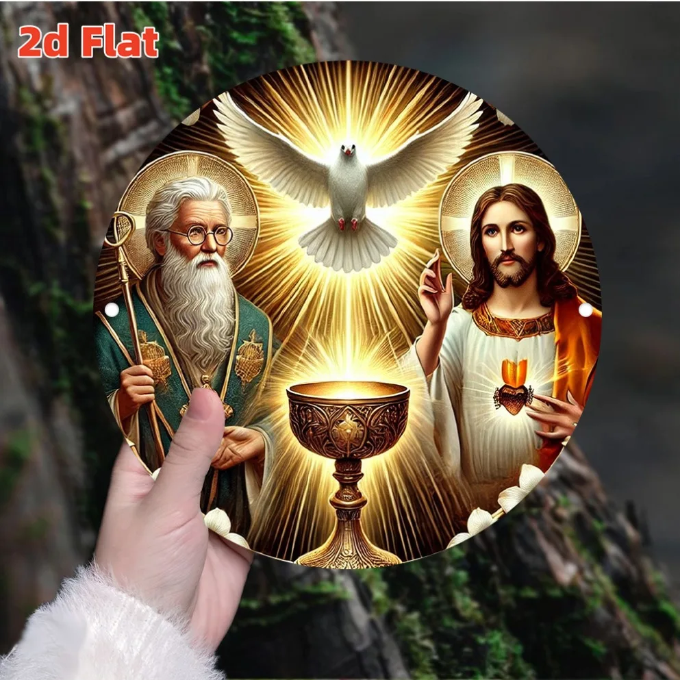 2D Flat Trinity Image Wall Art–Sign with Intricate Religious Design–Durable Home Decor for Bars&More–Unique Spiritual Gift Idea