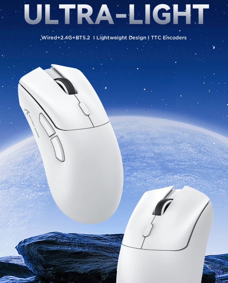 Wireless Gaming Mouse Attack Shark R1 Lightweight Macro Programming Game Mouse TTC Encoder Bluetooth 2.4G Wired Tri-Mode 18K DPI