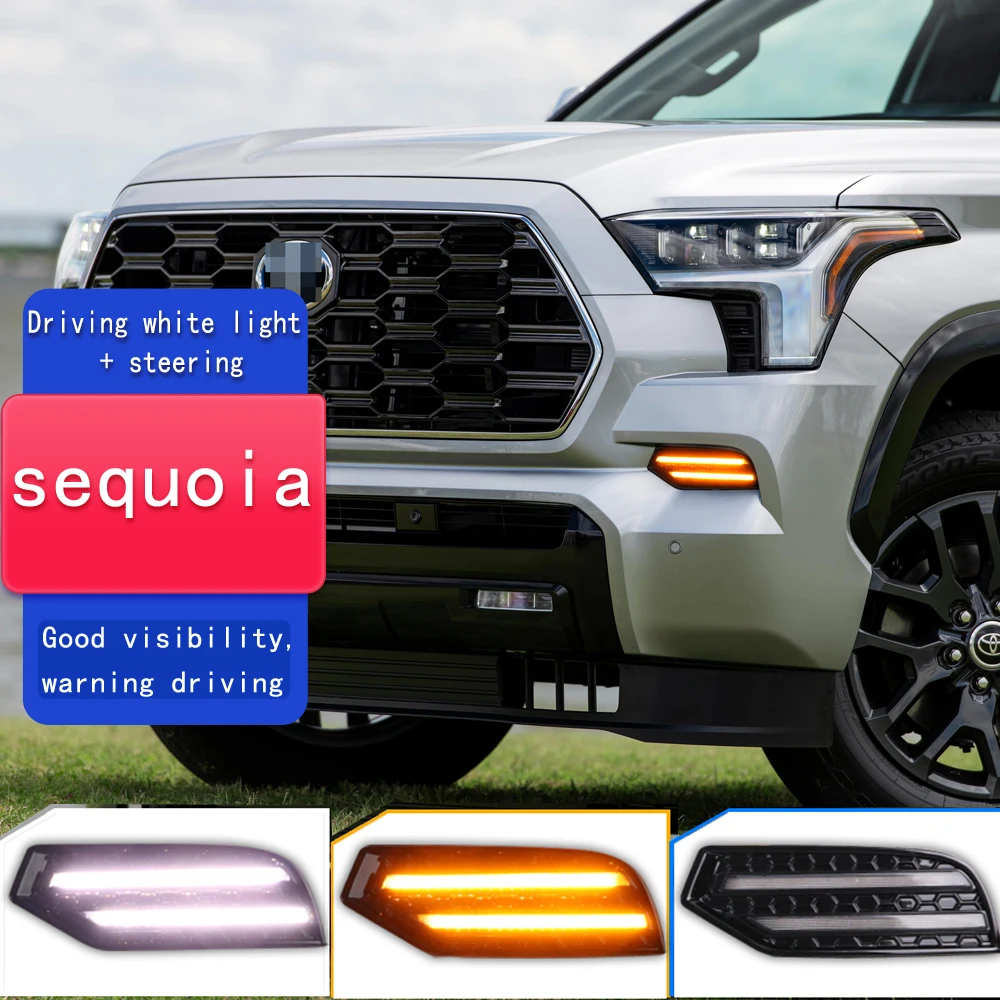 

Car DRL For Toyota Sequoia 2023 2024 2025 LED Daytime Running Lights Daylight Turn Signal Driving Auto Styling Fog Lamp 2pcs