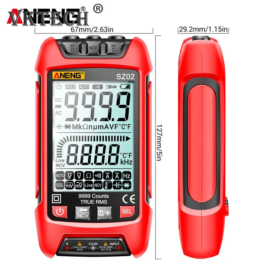 SZ02 Diode Tester Professional Digital Multimeter True RMS 9999 Counts Smart AC/DC Current Voltage Auto Range Multimetres