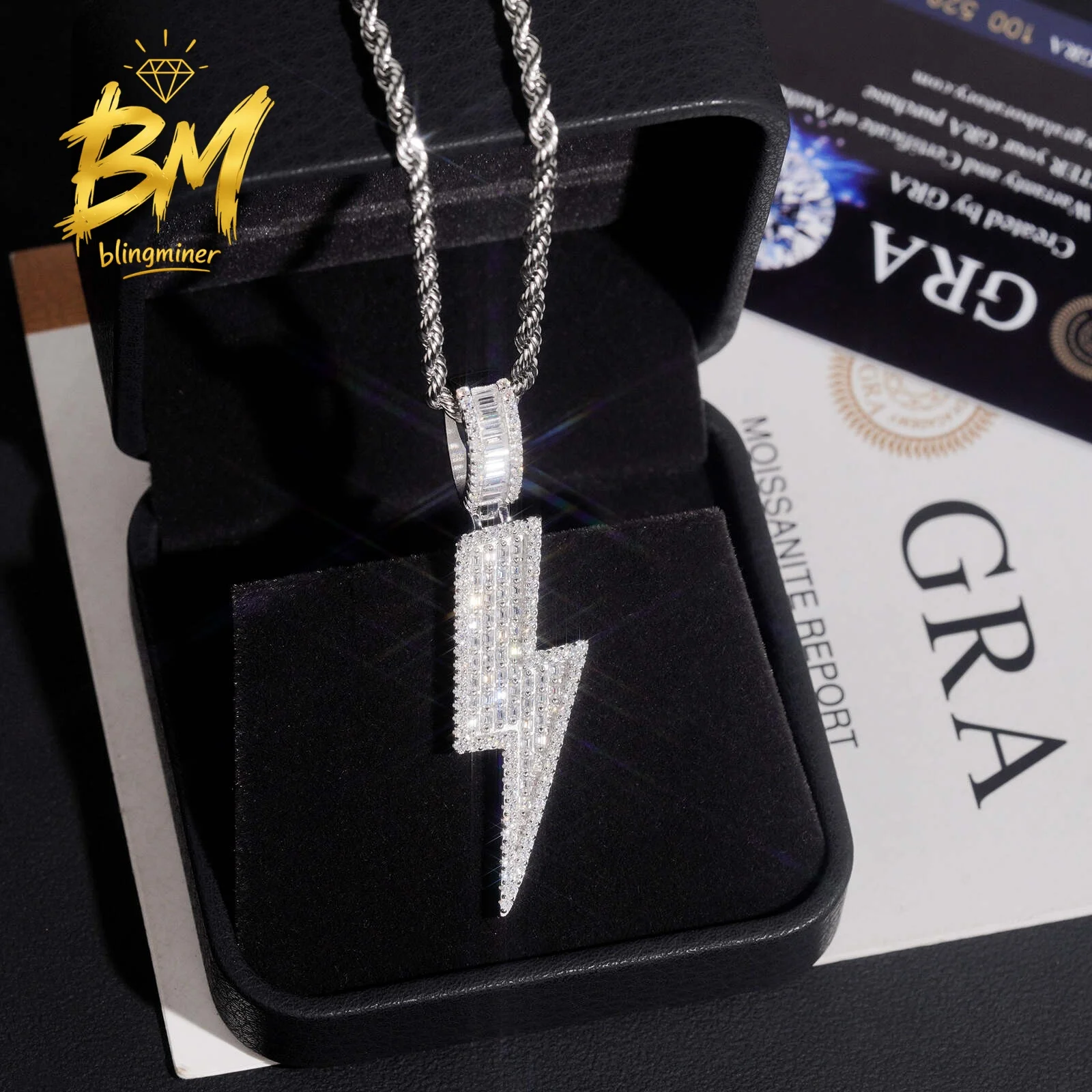 Blingminer Hot Sale Solid VVS Moissanite Pendant For Men Women S925 Silver Pendants Jewelry Pass Diamonds Tester GRA Free Shippi