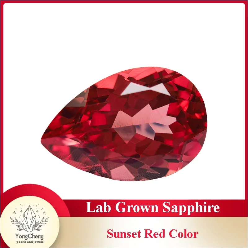 

Lab Grown Sapphire Pear Shaped Sunset Red Color VVS1 Gemstone DIY Charms Necklace Earrings Main Materials AGL Certificate