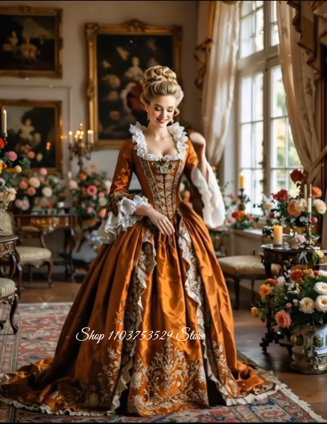 

Customised Vintage Victorian Ball Gown Lace Embroidered Corset Evening Gown Special Occasion Dress Countess Roleplay Costume