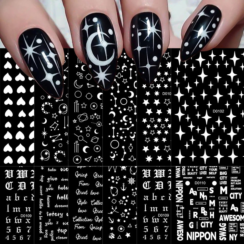 Autocollants holographiques 3D pour ongles, 12 pièces, stickers, étoile, lune, amour, cœur, or, argent, métal, design, décalcomanie, DIY