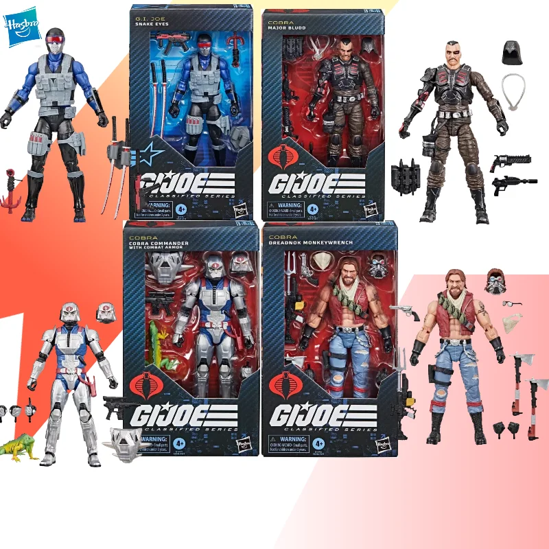 n-stock】hasbro-gi-joe-series-4-figure-bundle-cobra-commander-snake-eyes-major-bludd-dreadnok-6-inch-action-figure-set