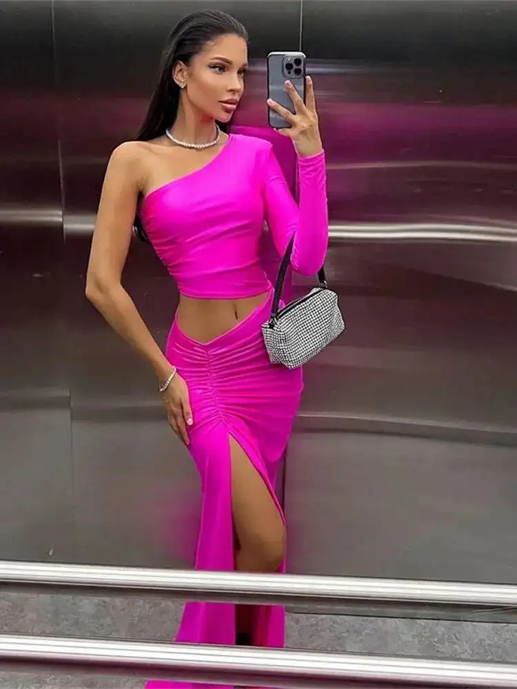 CNYISHE, vestido largo fruncido con un hombro recortado para mujer, vestido elegante para fiesta de graduación, vestidos sexis para mujer, trajes de cumpleaños, batas