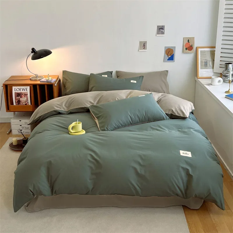 Pure cotton four-piece bed sheet 100 cotton twill quilt cover bed sheet student dormitory bedding double-sided design - Image 2