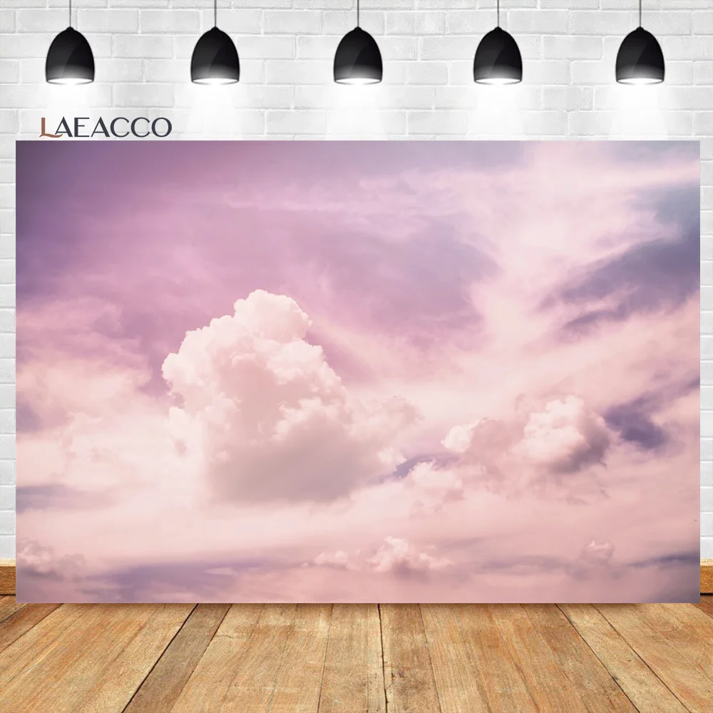 

Laeacco Lilac Cloud Sky Backdrops for Photography Abstract Evening Sunset Scene Wedding Girl Birthday Party Portrait Background