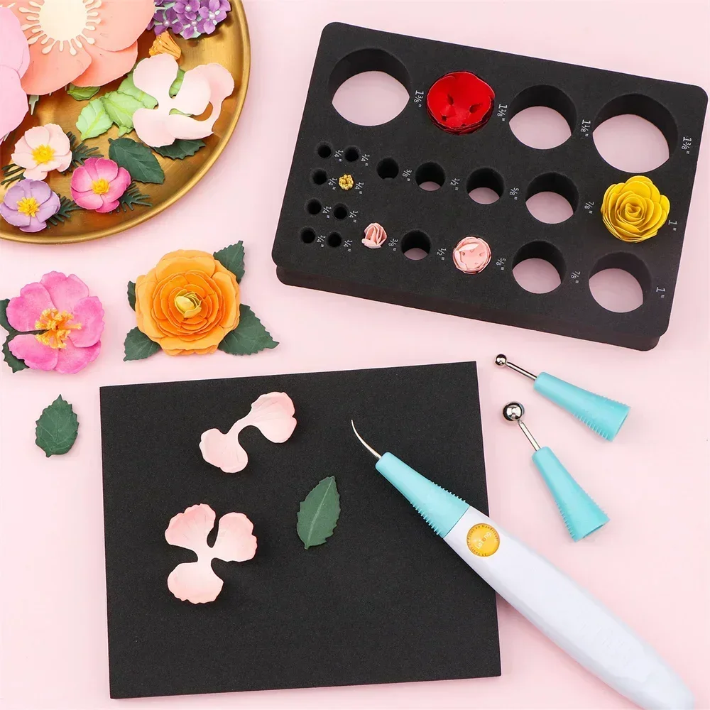 All-In-One Paper Sculpting Tool Kit&Die Brush Paper Flower Shaping Making Tool Sets For Create Dimensional Flower Die Clean Tool