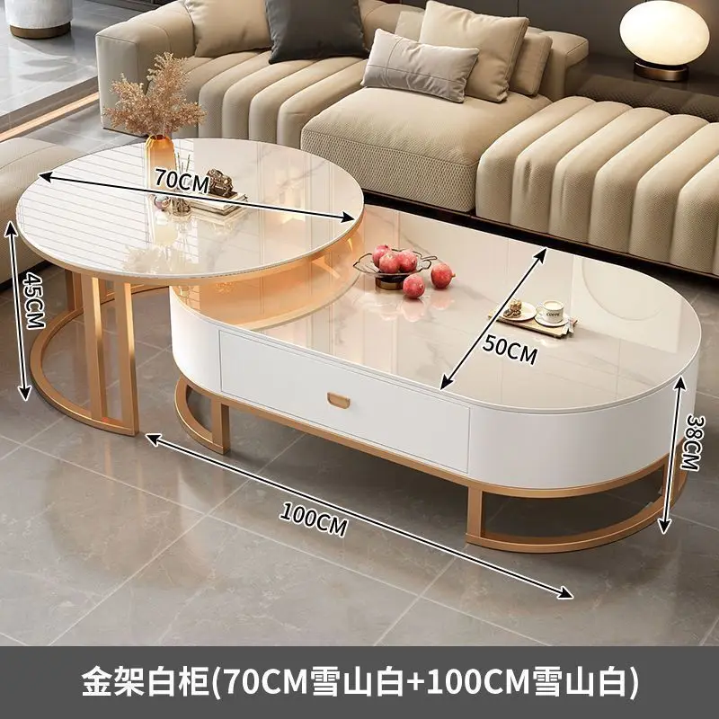 Household light luxury modern simple small apartment tea table round coffee table