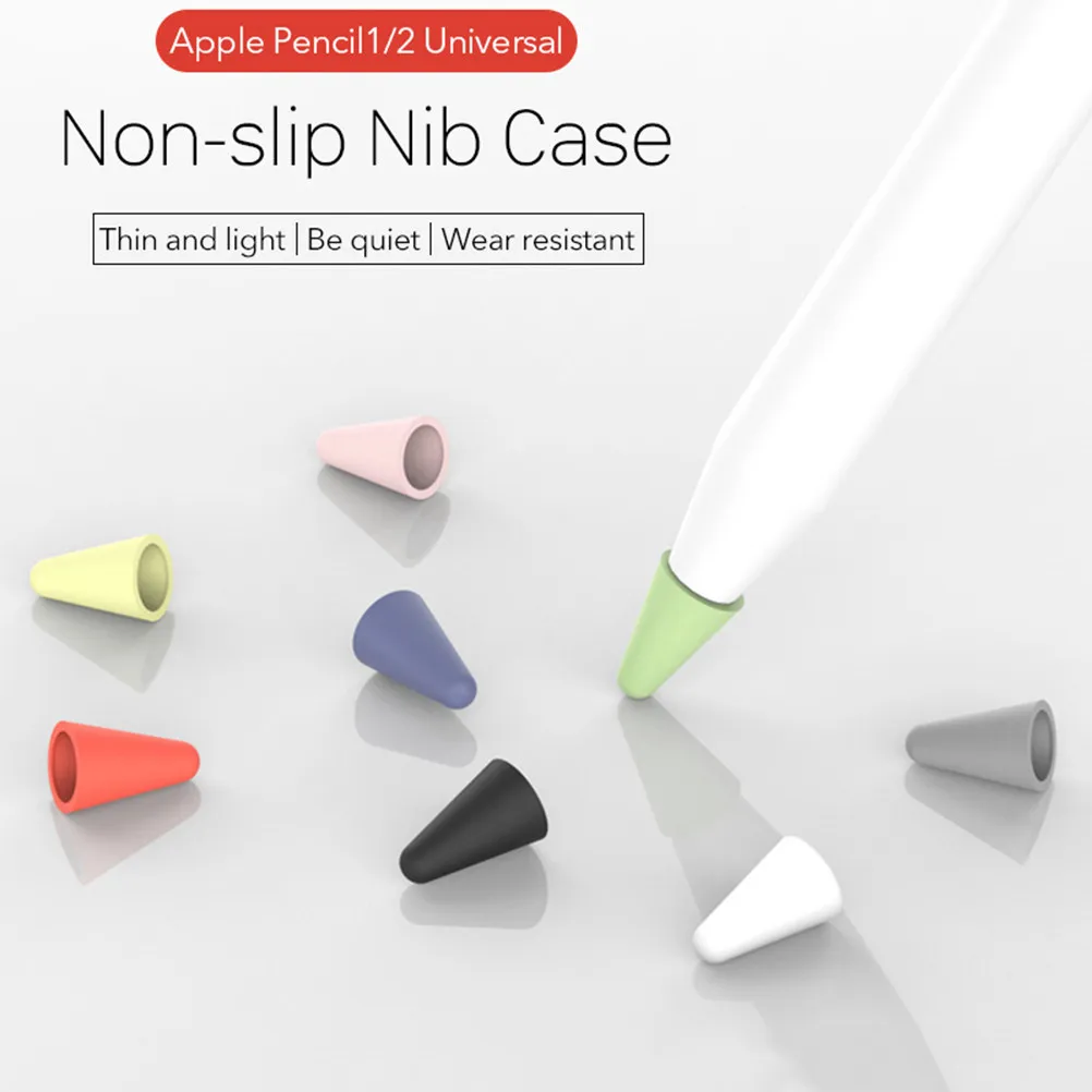 8Pcs Stylus Pen Protective Cover Silicone Nib Tip Cap for Pencil 1 and Silent Writing Drawing Precision Grip Dust