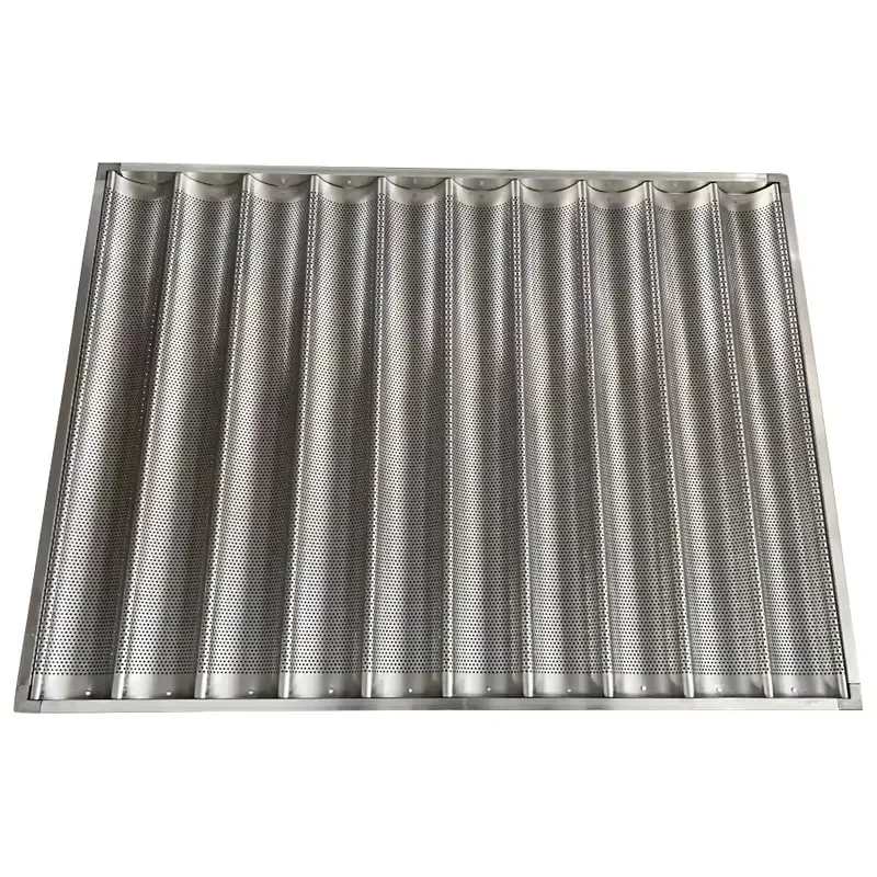 Aluminum Baguette Pan 10 Rows French Bread Mold 800x1000x30mm Baking Tray Custom Loaf Tin for Bakery Professional Oven Use