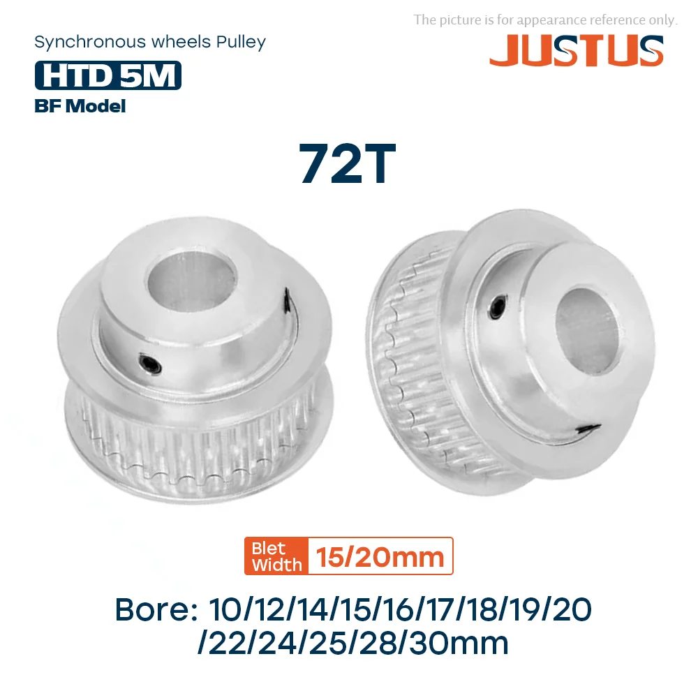 HTD 5M 72Teeth BF Type Timing Pulley Bore 10/12/14/15/16/17/18/19/20…30mm for 15/20/25mm Width Belt Used In Linear Pulley 5GT