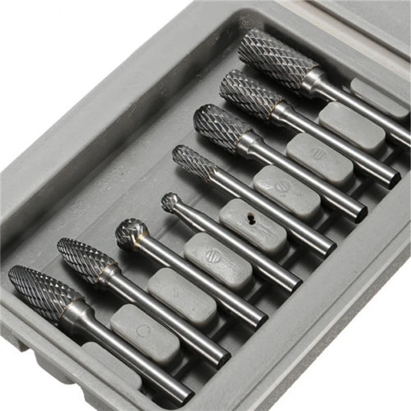 10 Stück Wolframcarbid-Grat-Set 6*6/10mm Typ A/C/E/F/L Doppelschnitt-Rotations feilen zum Metall polieren, Fräsen von Elektro werkzeugen – Detail 1