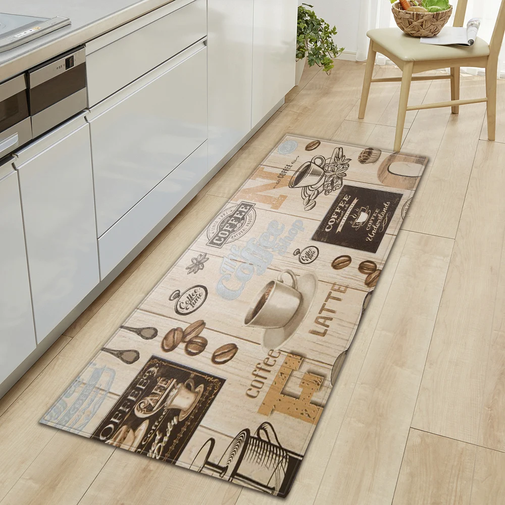 Coffee Kitchen Floor Mat Home Hallway Doormat Living Room Bedroom Balcony Decoration Carpet Bath Entrance Door Non-Slip Foot Rug