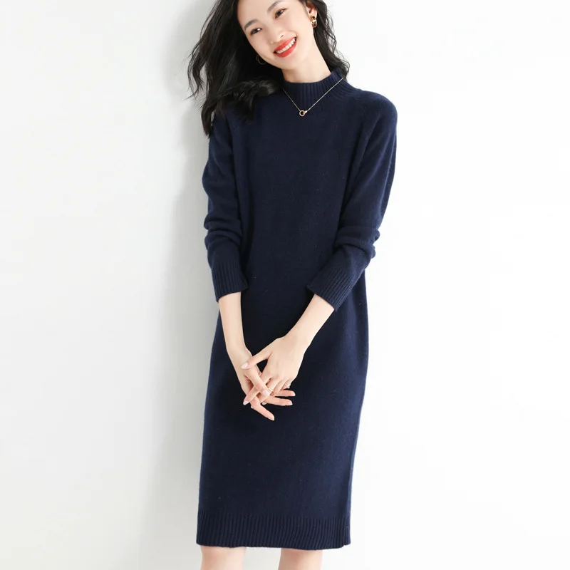 

Пуловеры длиной до колена, синие свитера, джемперы, женские джемперы в форме сердца, туника для свиданий в консервативном стиле для подростков, вязаная наклонная мягкая туника с двойными карманами