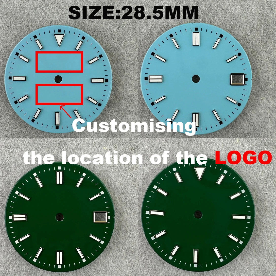 New 28.5mm dial Diamond dial Green NH35 watch accessories Suitable for NH35 NH36 movement Customised LOGO available