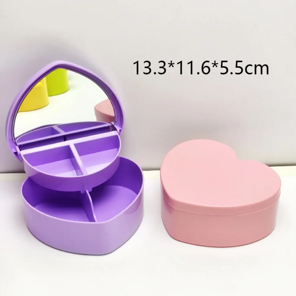 Heart Shape Jewelry Box Double Layer with Mirror