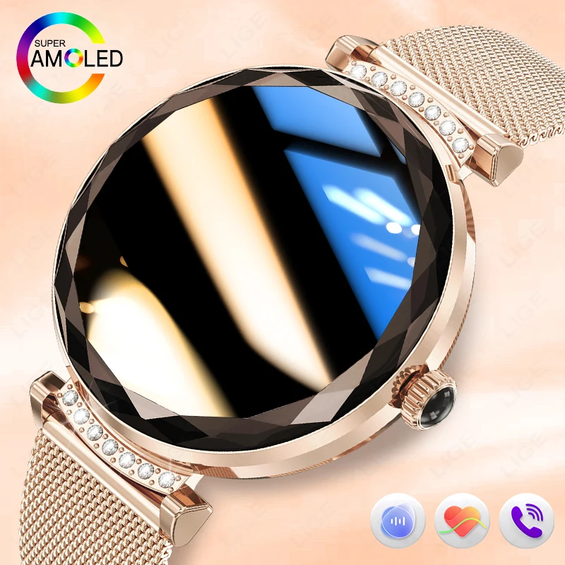 LIGE Fashion Women's Smart Watch 2025 AMOLED Screen Health Monitor Bluetooth Call Female Sports Fitness Tracker Smartwatch Women