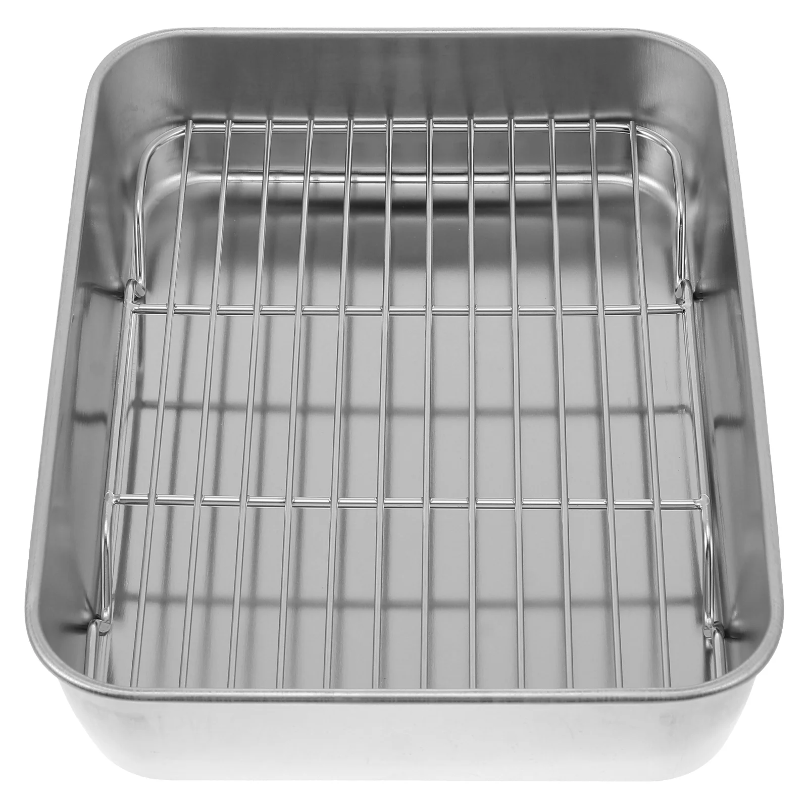 

Cake Pans Stainless Steel Bakeware Roasting Net Biscuit Draining Oil Tray Silver Home Baking