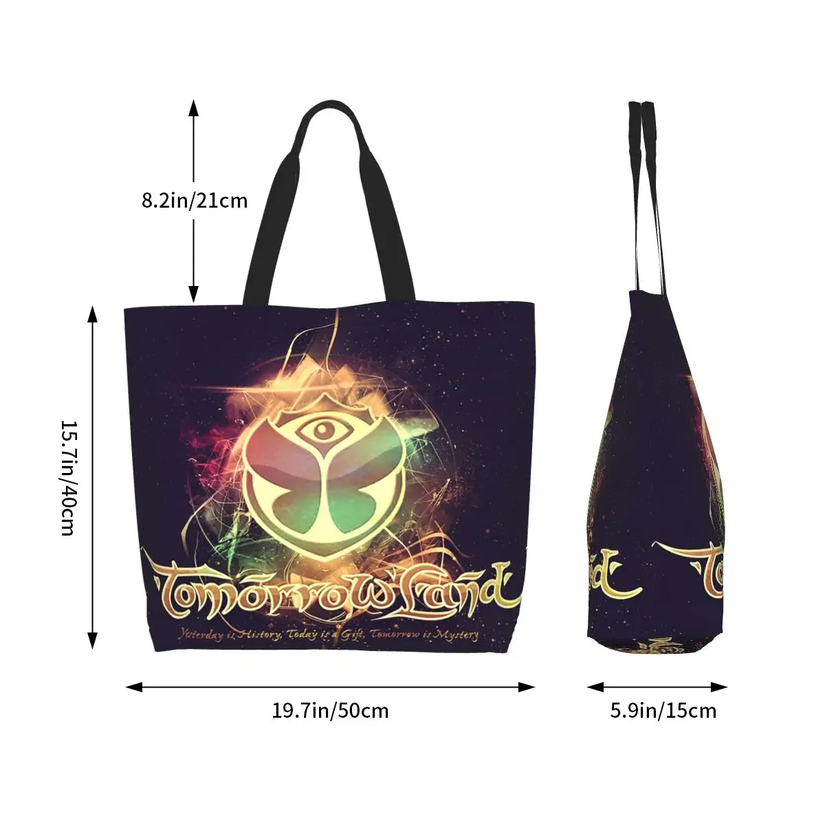 Tomorrowland Belgian Electronic Dance Music Festival Shopping Tote Bag Canvas Shoulder Bags Shopper Grocery Handbag for Women