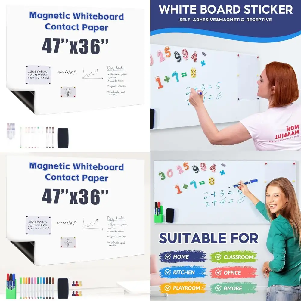 ورق سبورة بيضاء مغناطيسي مقاس 47 × 36 بوصة - كتابة سلسة، سهل المسح، بدون شبح، عصا قوية للمنزل والمكتب والثلاجة #1