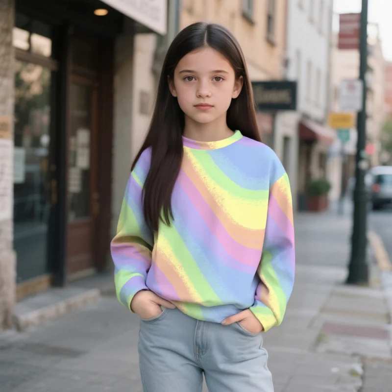 

2025 Hot-selling Fashion Explosion Tie-dye Printed Sweater, Girls' Fashion Casual Long-sleeved Top
