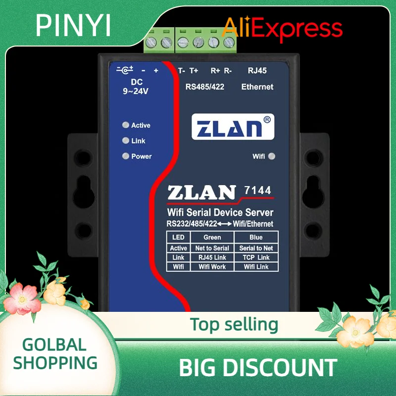 ZLAN7144 RJ45 Rs232 ke Wifi JSON MQTT Gateway Server Serial Gerbang Industri