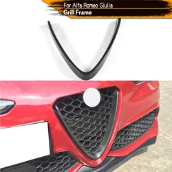 Carbon Fiber Front Grill Mesh Frame Cover for Alfa Romeo Giulia Base Sport Quadrifoglio Sedan 4 Door 2016 - 2018 Car Styling