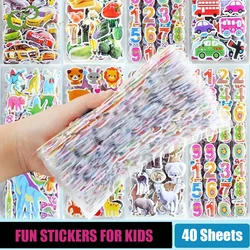 40 arkuszy 3D naklejki dla dzieci maluchy Puffy naklejki zestaw, różne rodzaje dla Scrapbooking Bullet Journal zabawki dla dzieci dziewczyny chłopiec