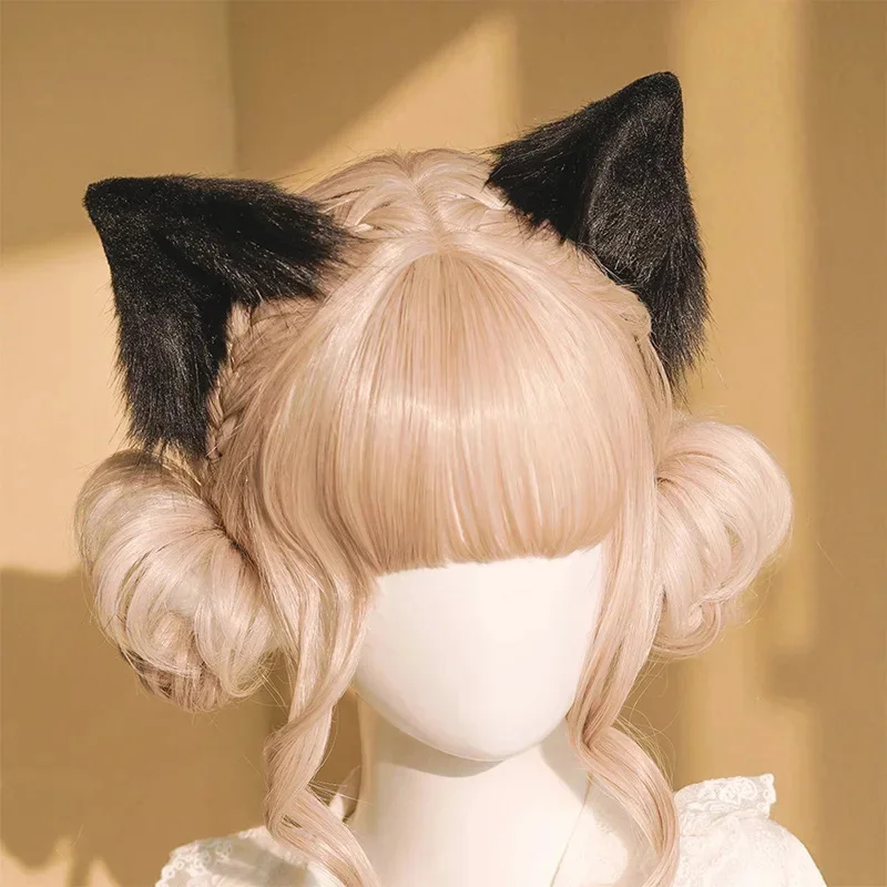 バニー猫耳ロリータ帽子コスプレクリップヘアネクタイデザイナーかわいいウサギの頭ぬいぐるみアニメアクセサリー日本髪