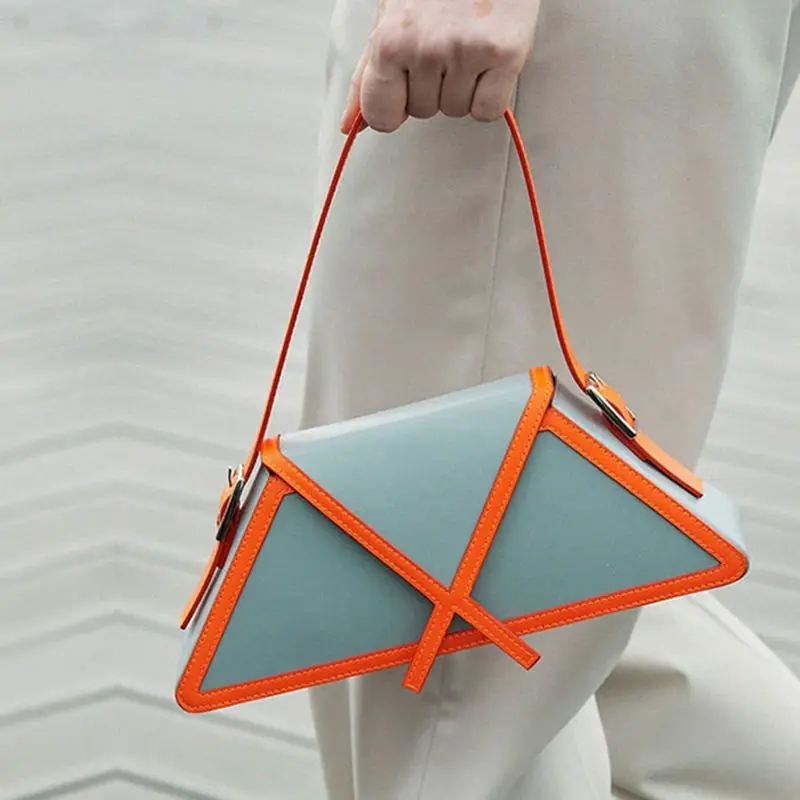 Top-handle Bag Women Niche Design Advanced Touch Trapezoid Color Splicing Small Square Bag Hand Carrying Girl Sac Poplene Femme