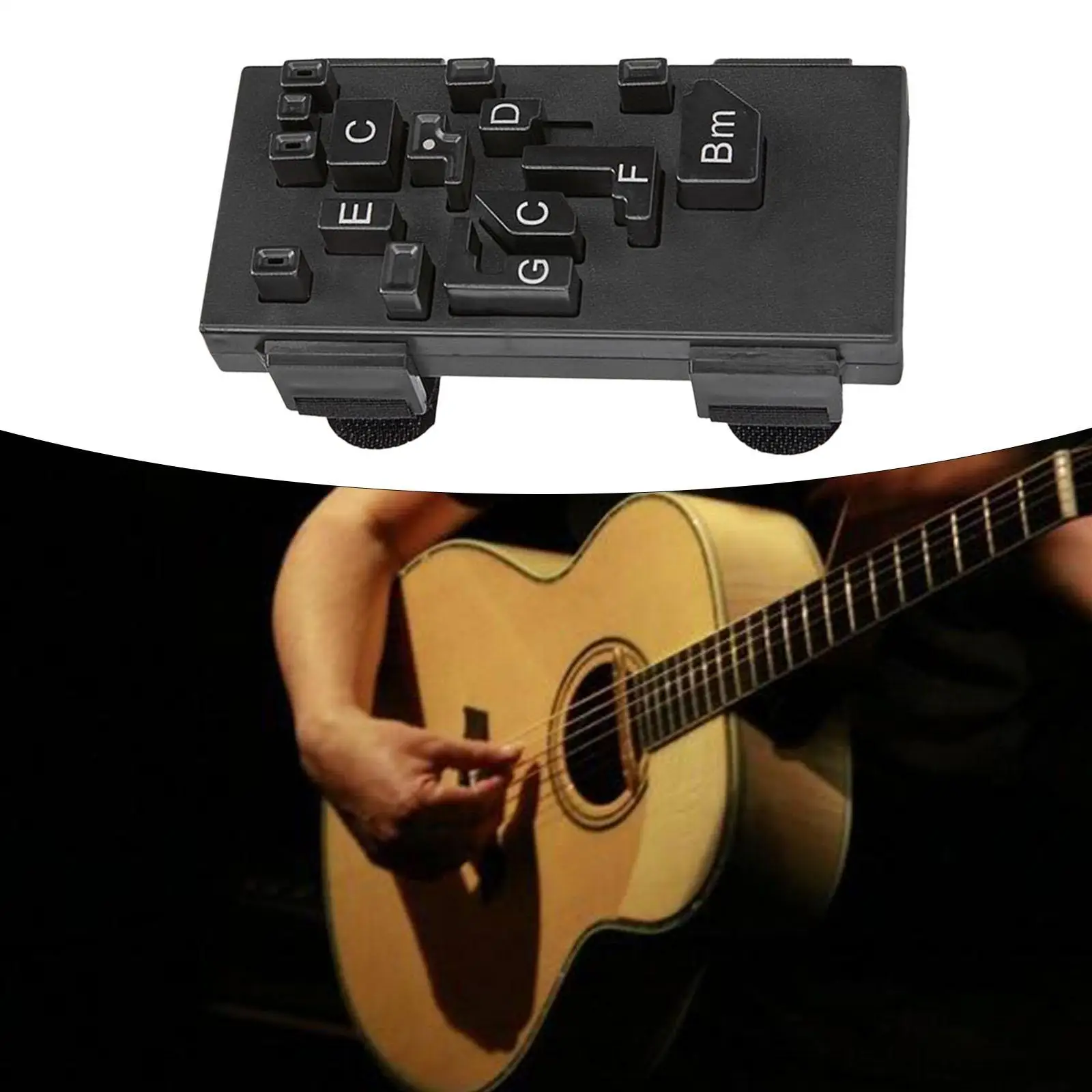 

Guitar Chord Presser Accessories Chord Practice Gadget Black Gift for Beginners Training Helper for 36-41" Acoustic Guitars