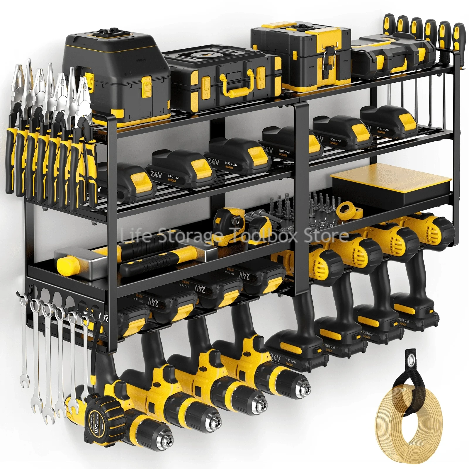 Hand Power Tool Organizer Rack Wall Mounted Floating Tool cabinet Electric Drill Holder Heavy Duty for Workshop Garage Tool Rack